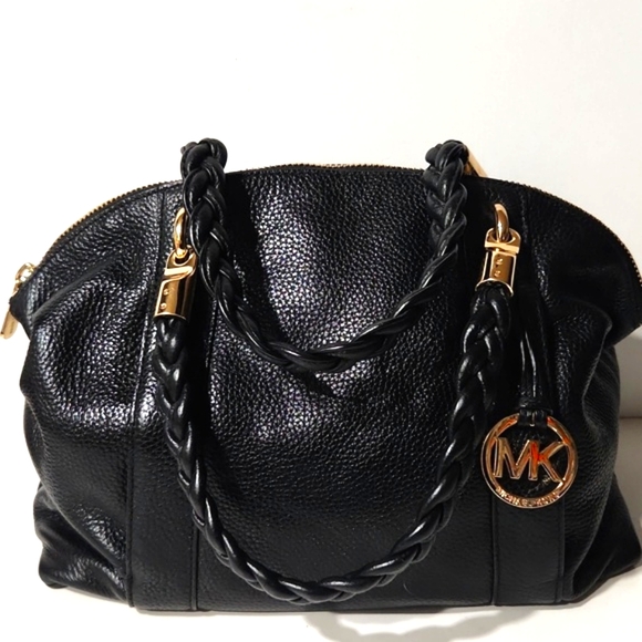 Michael Kors Naomi Black Pebbled Leather Large Bowling Satchel Like New!! - Picture 3 of 16